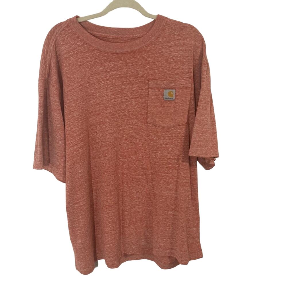 Carhartt original fit heather orange basic casual pocket t-shirt logo size XL